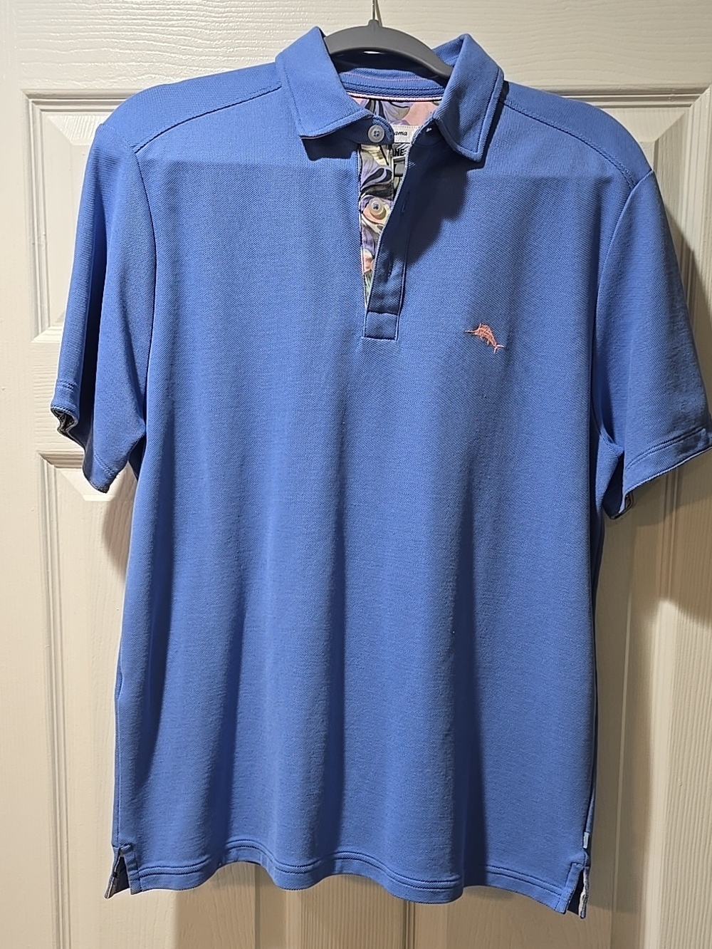 Tommy Bahama Men's Periwinkle Polo with Floral Placket